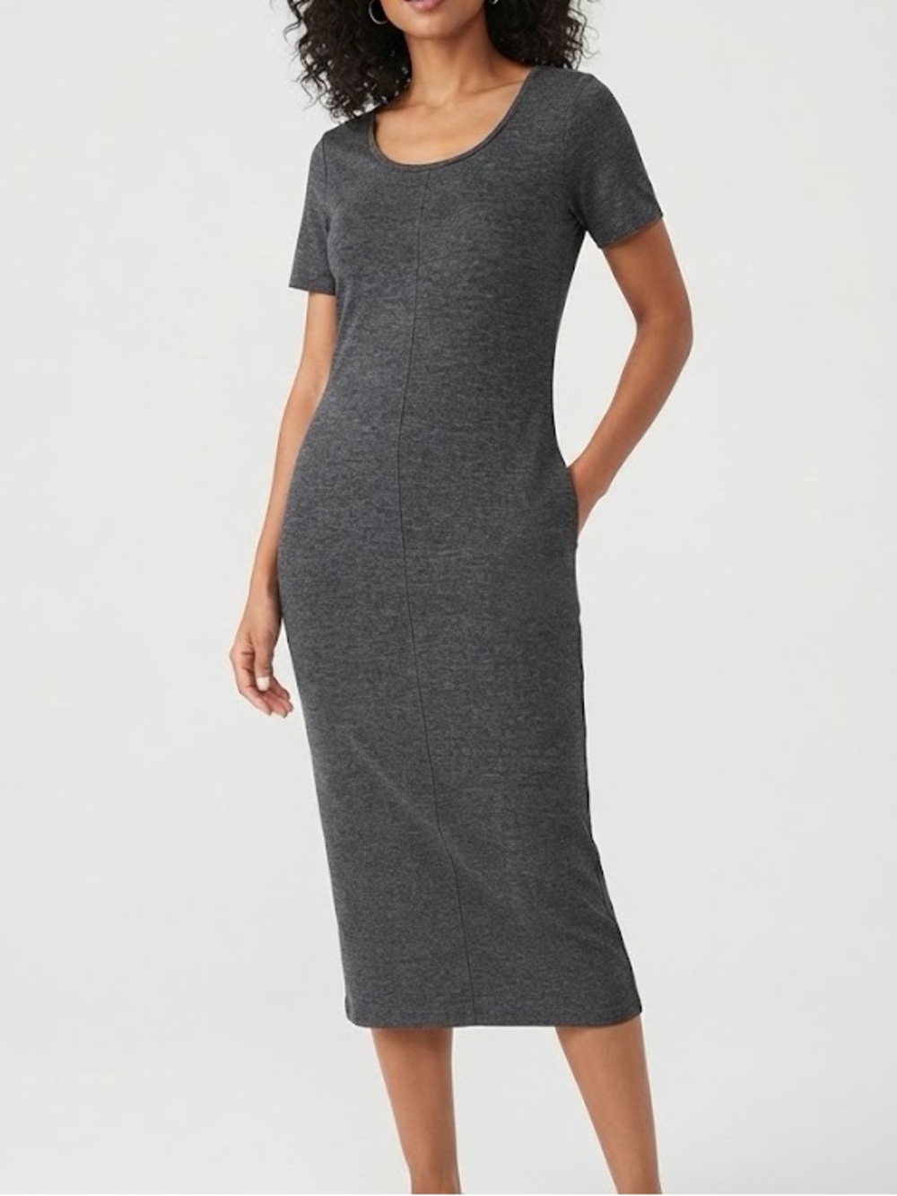 Limited America Wool Blend Charcoal Gray Short Sleeve Sweater Dress Size 8